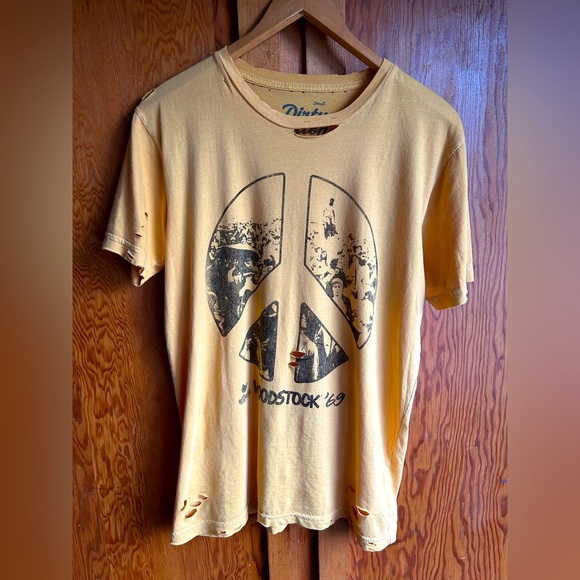 Pre-Distressed Mustard Yellow Woodstock ‘69 Tee - Picture 5 of 9